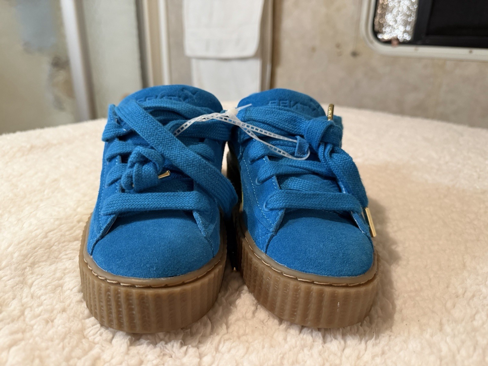PUMA Fenty Creeper Blue Suede Platform Sneakers Size 7.0 thumbnail 6