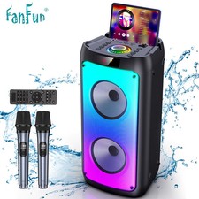 Wireless Bluetooth Karaoke Speaker with 2 Microphones LED Party Light Remote