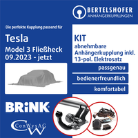 FüR Tesla Model 3 FließHeck Typ 5YJ3 09.2023-Jetzt AHK Abn +13Pol Sp. E-Satz TOP
