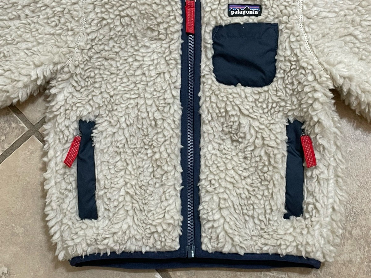 Patagonia ボアジャケット 3T Patagonia Baby Retro-X Jacket Oatmeal Navy Blue Child's Size 2T