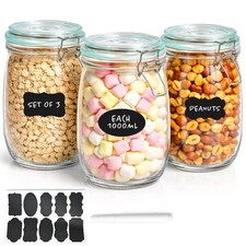 Innoteck Glass Jar Set of 3 With Clip Lock Lids 1L Storage