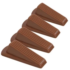 4 Pack Door Stoppers for Bottom of Door, Brown 4.8x2.2x1.3in Door Stops, Rubb...