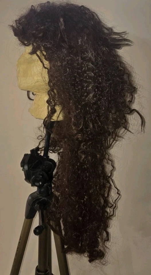 Peluca para mujer, cabello castaño medio, cabello largo rizado, 24 pulgadas--Gloria Estefan cosplay Foto 3 de 4