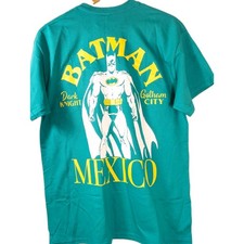 Batman Mexico Soccer Jersey Style Shirt Mens XL NWT Green Gotham City Back Print