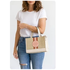 Coach Dempsey Carryall Bag In Signature Jacquard Pink Coach Patch