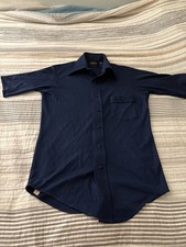 VTG JC Penney Shirt Mens 15 Navy Ultressa 70s Disco Short Sleeve Pocket READ