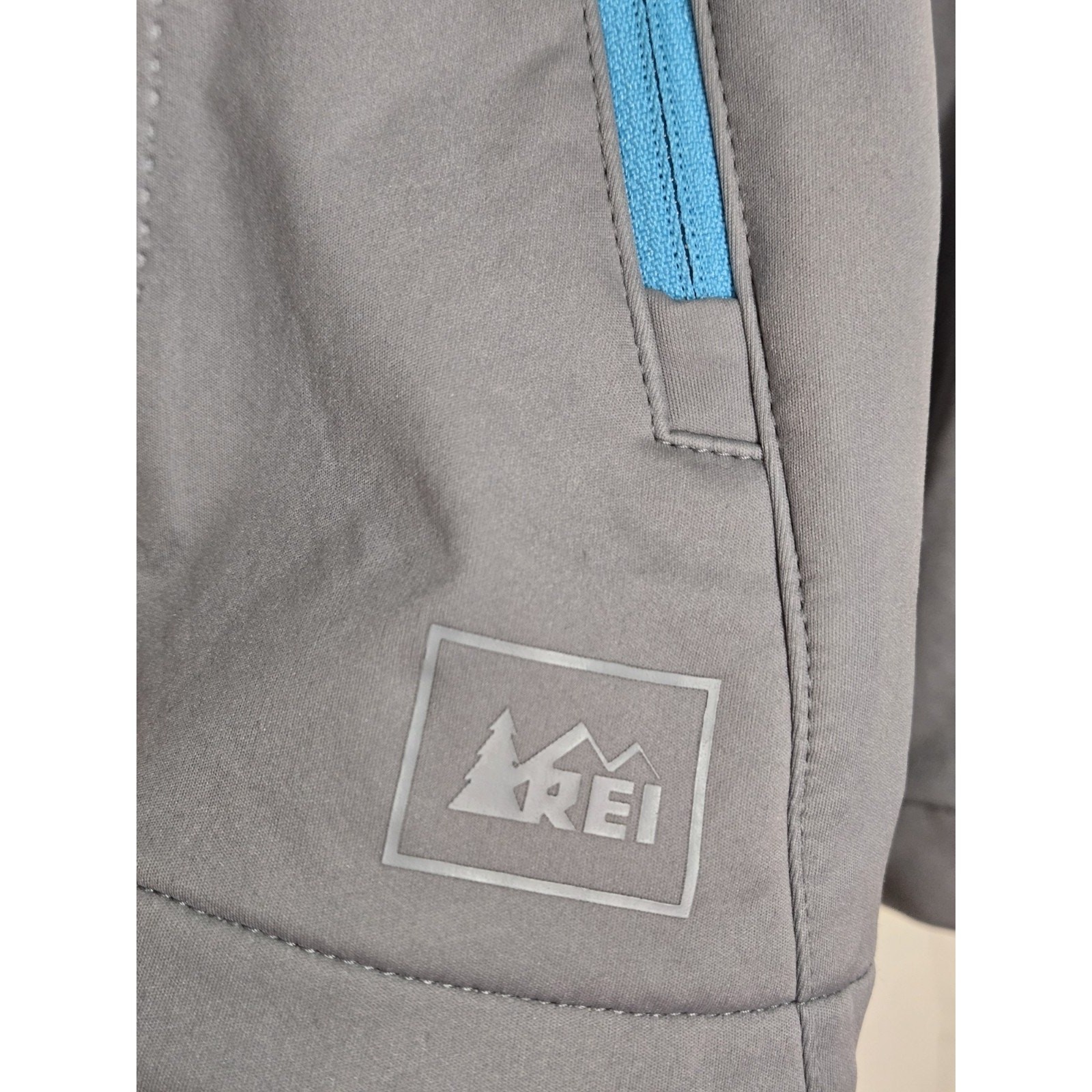 REI Lightweight Soft Shell Jacket Medium Gray Blu… - image 8