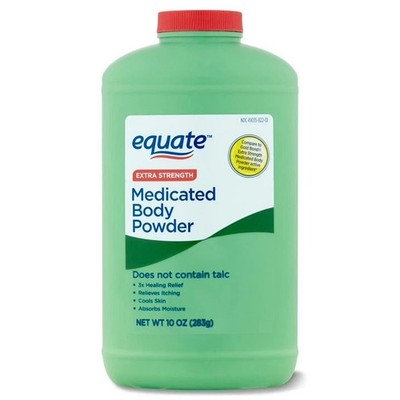 Equate Extra Strength Medicated Body Powder 10 oz   Fast Free Shipping