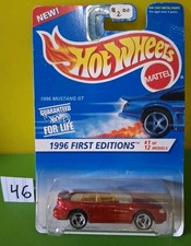 1996 Hot Wheels #378 First Editions 1/12 1996 MUSTANG GT Red w/Chrome 3Sp-Varia