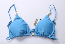 Vix Swim Women's Classic Cora Parallel Tri Bikini Top AR8 Light Blue Large 