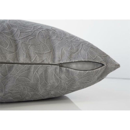 Monarch 18x18" 1-piece Floral Velvet Fabric Accent Pillow in Light Gray - Picture 6 of 8