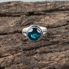 Natural Apatite Gemstone Band Blue Ring Size 925 Sterling Silver