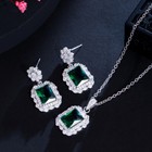 Super Yellow Topaz CZ Flower Square Drop Pendant Necklace Earrings Jewelry Set