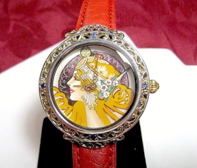MICHAEL VALITUTTI GEMS EN VOGUE 925 NH MAIDEN WARIER HAND PAINTED WATCH RUNS