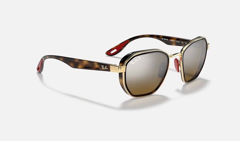 RayBan Scuderia Ferrari Chromance Gold/Brown Polarized 50 mm