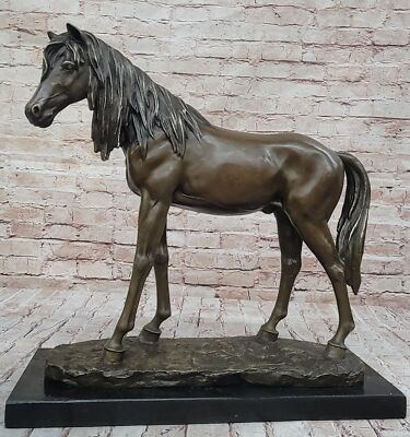 HUGE SIGNED MENE PURE BRONZE HORSE STATUE SCUPLTURE MARBLE FIGURINE 40LBS SALE