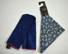Mens 2 Pack Of Pocket Squares Multi Colored Blue Tone Mixed Brands Cotton Blend