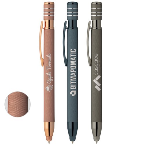 Personalized Marin Softy Monochrome Micro Knurl Stylus Pen Laser Engraved 100QTY