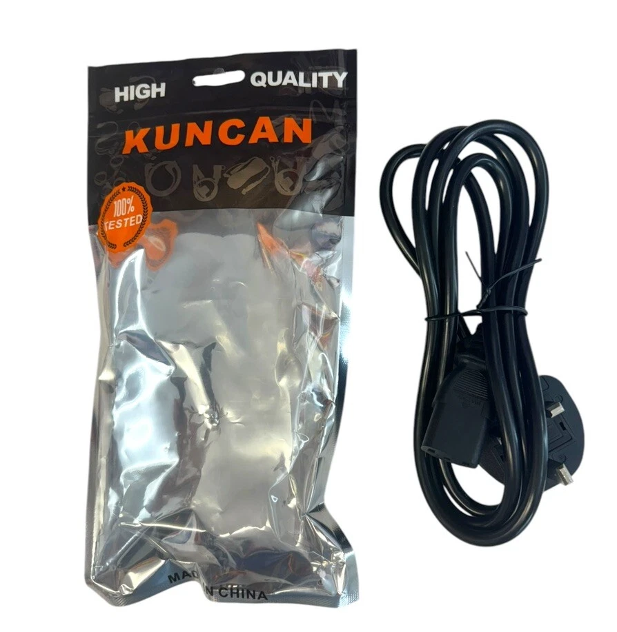 KUNCAN UK Black 1.5M, 5FT 3 Prong Main Power Cord, PC, Laptop, 250V 5A Fused NEW - Image 3 of 4