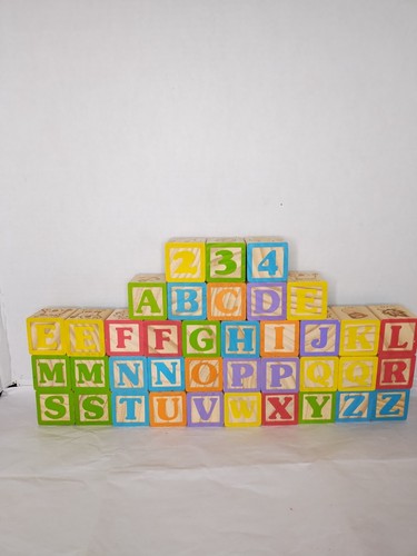 38 Pieces Wooden Children's Alphabet Building Blocks Complete PLUS some ...