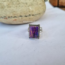 Nice Purple copper Turquoise Gemstone Ring 925 Sterling Silver Boho Ring PG4414