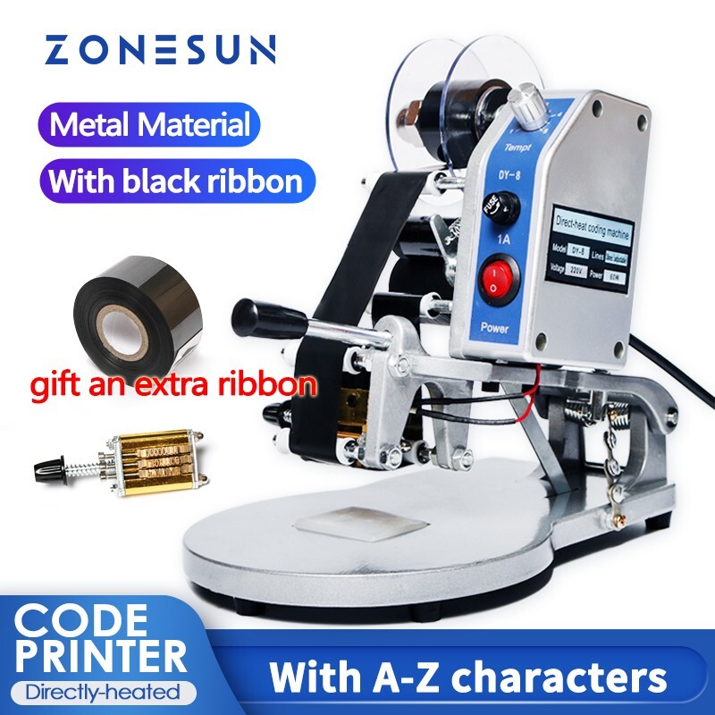 ZONESUN Date Coding Machine Batch Serial Number Printer Flat Date Coder DY-8