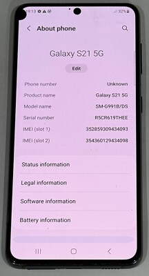 Samsung Galaxy S21 5G SM-G991B - (Dual SIM) - 128GB - Grau (Entsperrt) - 1 Punkt