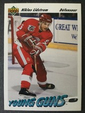 NIKLAS LIDSTROM  91/92 AUTHENTIC DETROIT RED WINGS YOUNG GUNS FRENCH CARD