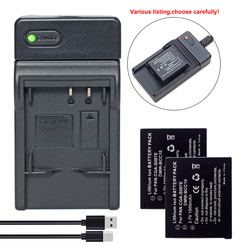 CGA-S007 Battery or charger For Panasonic Lumix DMC-TZ1 DMC-TZ4