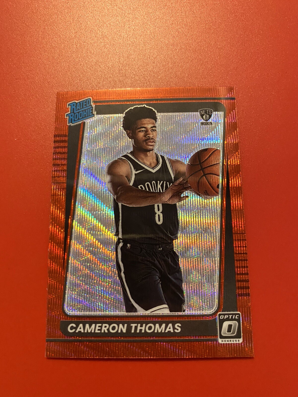 2021-22 Donruss Optic Asia T-Mall Cameron Thomas Red Wave Rated Rookie #153 Nets