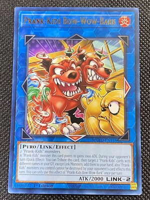 YuGiOh! - Prank-Kids Bow-Wow-Bark MGED-EN115 Rare Gold 1st Edition Near Mint