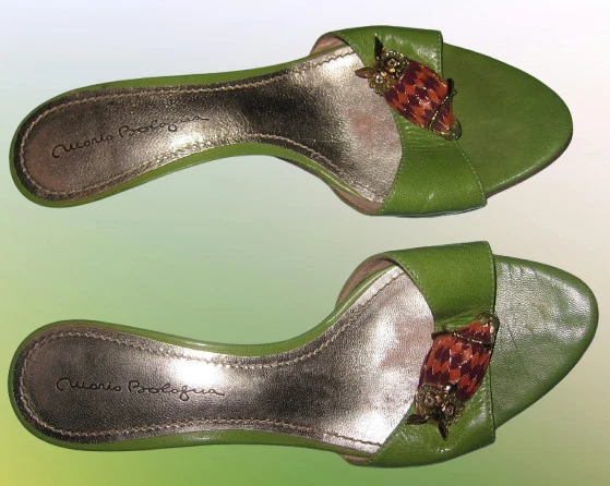 Mules cuir vert Mario Bologna 37 - Photo 1/4