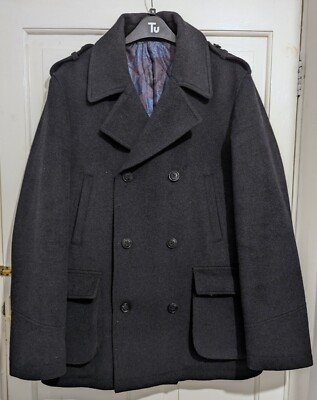 William Hunt Savile Row Cashmere Blend Double Breasted Pea Coat  Size 40 UK