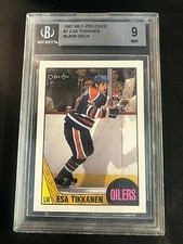 Esa Tikkanen 1987-88 O-Pee-Chee Rookie Blank Back Error Card #7 BGS 9 MINT 