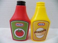 Little Tikes Fun Pretend Play Food Plastic Ketchup Mustard Bottles Set