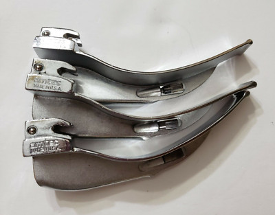 Lot Of 3 Amtec Macintosh 3 Fiber Optic Laryngoscope Blades With Bulb
