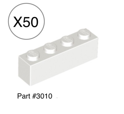 Lego 50 Pieces White 1x4 Brick / City / Friends Standard Classic Building Parts
