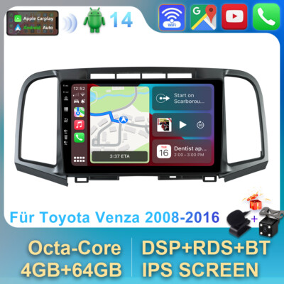 CarPlay DSP IPS 9'' Android 14 Autoradio GPS Navi BT Für Toyota Venza 2008-2016