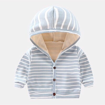 Baby Jungen Mädchen Mantel Herbst Winterjacke Kapuze Gestreift Oberbekleidung