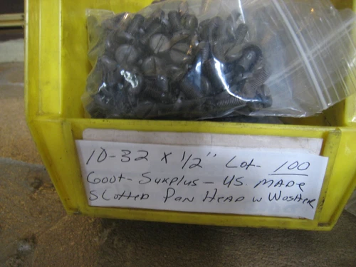 10-32 x 1/2 inch Slotted Pan Head Screws W/ Washer LOT 100 pc Govt Surplus
