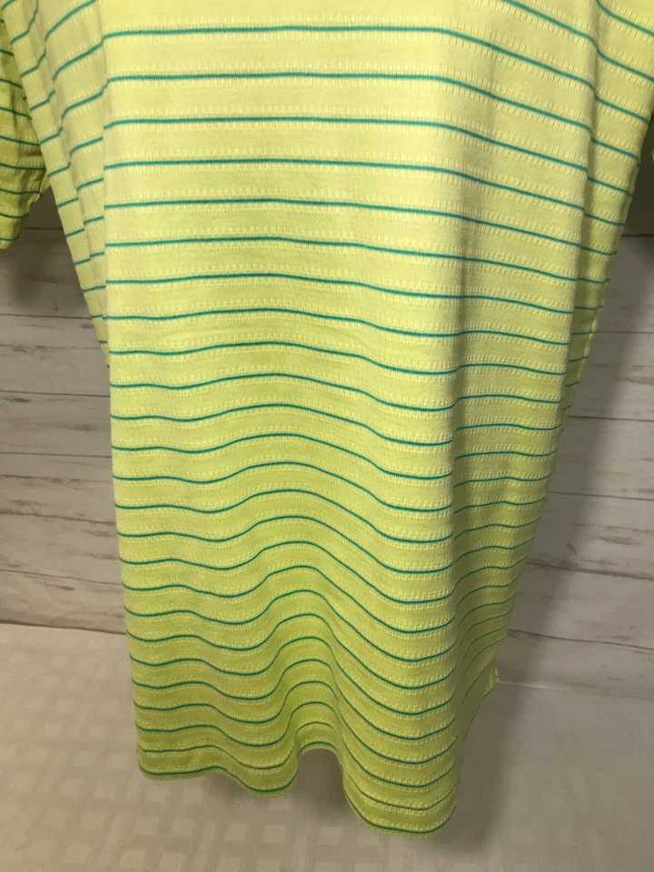 De colección. Polo de golf Nike FIT DRY Tiger Woods GRANDE para hombre verde amarillo azul a rayas Foto 4 de 4
