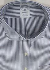 Brooks Brothers Regular 15.5-32/33,34/35 All Cotton Non Iron Stripe Navy NWT 118