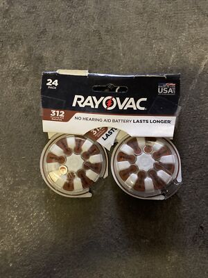 Rayovac 1.45V Hearing Aid Lasts Longer 24 Batteries Size 312 Exp 4-2022