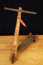 EARLY HADEE DECO ALL WOOD 3 WHEEL SCOOTER PRE SKATEBOARD COMPLETE ORIGINAL 1930s
