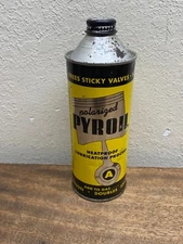 VINTAGE POLARIZED PYROIL GAS ADDITIVE CAN 1 PINT ~ EMPTY USED VINTAGE CAN