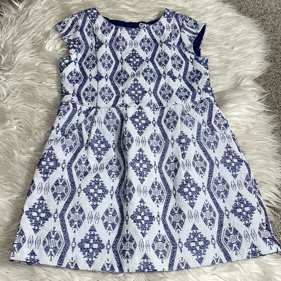 Genuine kids from Oshkosh Dress Girls Size 5T Jacquard Color Blue/Silver/White - Image 3 of 4