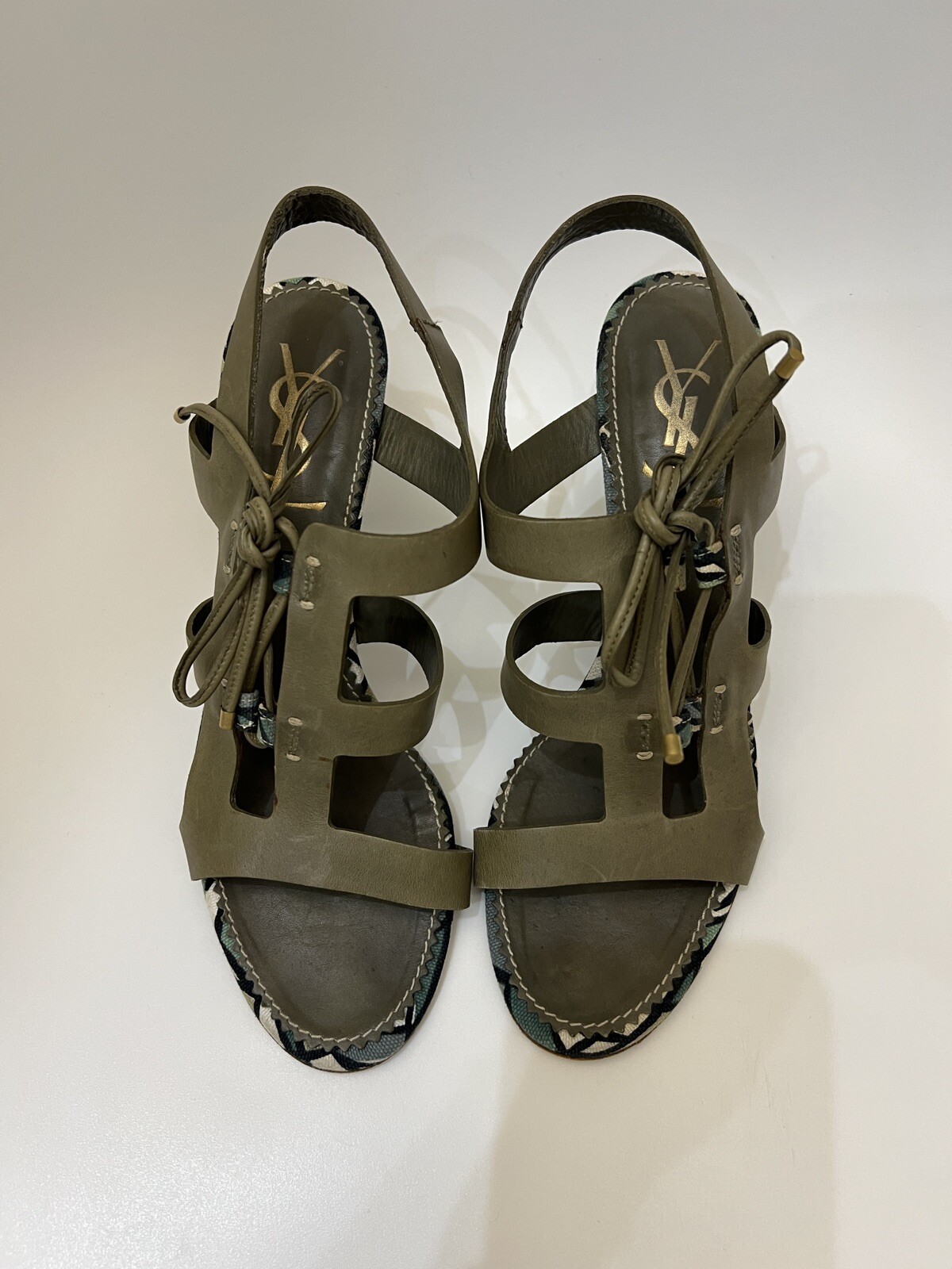 Sandali YSL Yves Saint Laurent pelle verde taglia 40