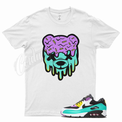 White DRIPPY T Shirt for Nike Air Max 90 Bright Violet Teal Black Yellow |  eBay