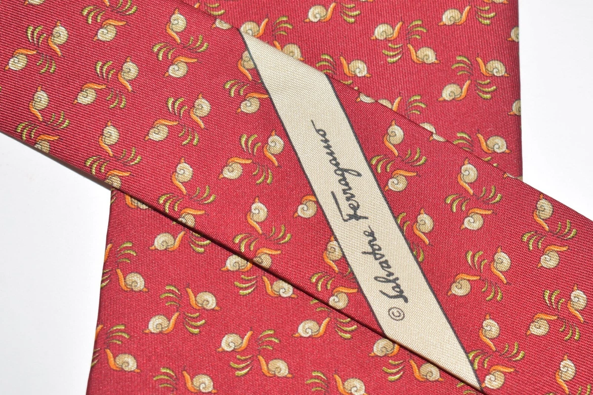 Ferragamo Men Fox Print Silk Tie Red