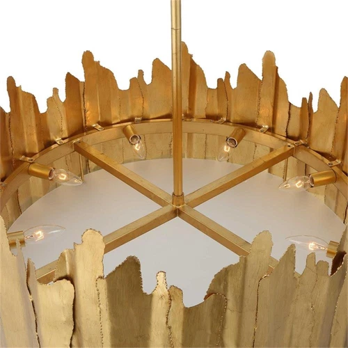 Uttermost Golden Gate 8-Light Modern Metal Steel and Glass Pendant in Gold - Picture 7 of 8